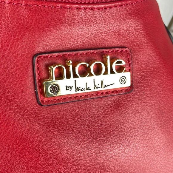 Nicole by Nicole Miller Red and Gold Studded Faux Leather Crossbody Bag - Picture 14 of 14